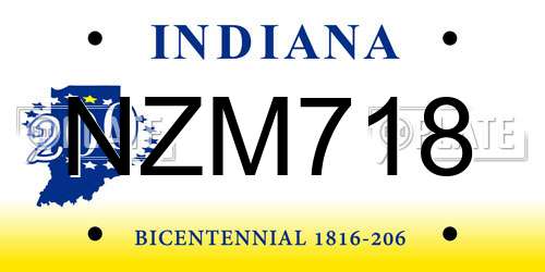 NZM718 Indiana License Plate