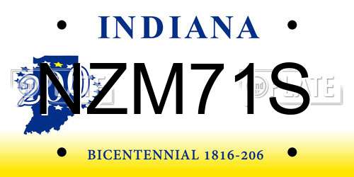 NZM71S Indiana License Plate