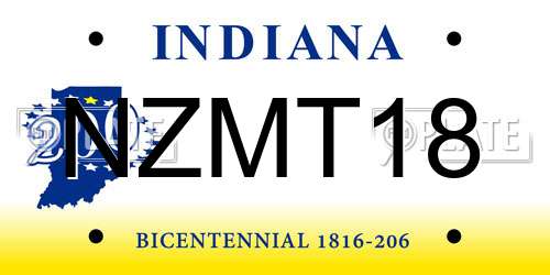 NZMT18 Indiana License Plate