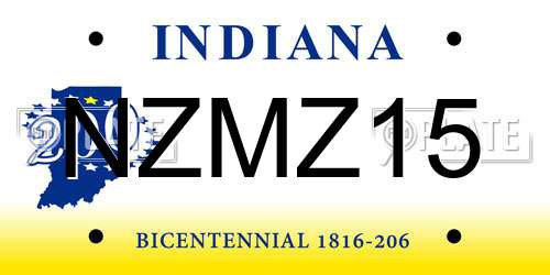 NZMZ15 Indiana License Plate