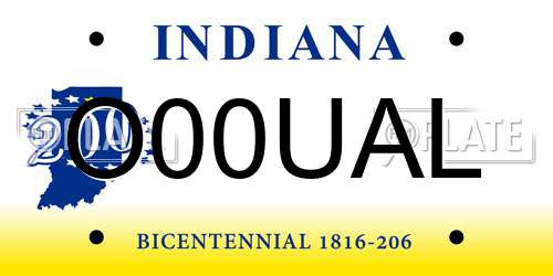 O00UAL Indiana License Plate