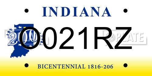 O021RZ Indiana License Plate