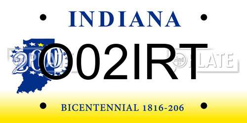 O02IRT Indiana License Plate
