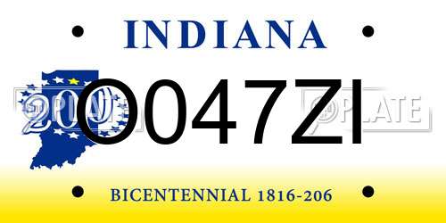 O047ZI Indiana License Plate