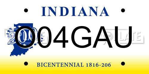 O04GAU Indiana License Plate