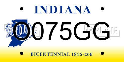 O075GG Indiana License Plate