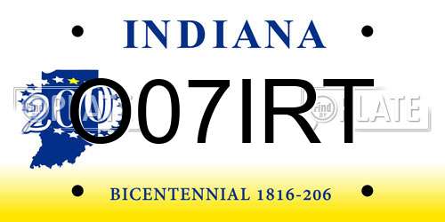 O07IRT Indiana License Plate