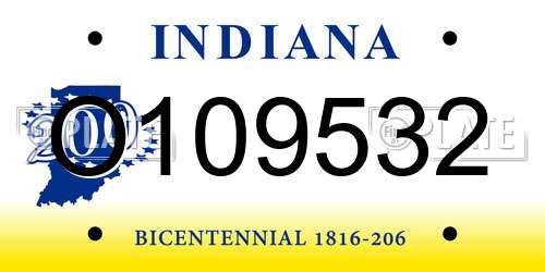 O109532 Indiana License Plate