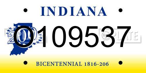 O109537 Indiana License Plate