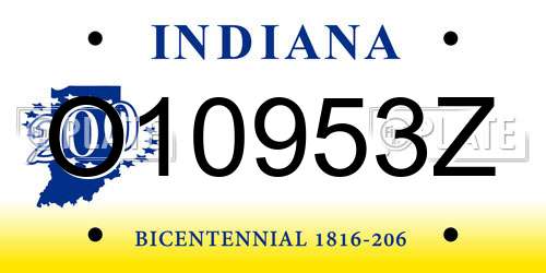O10953Z Indiana License Plate