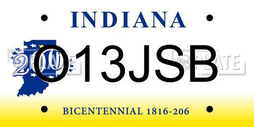 O13JSB Indiana License Plate