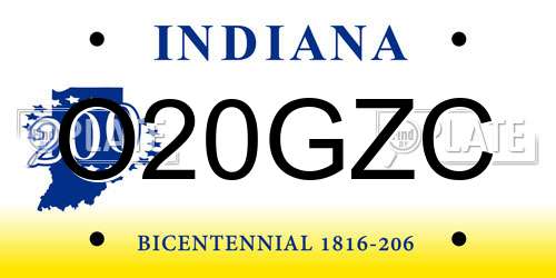 O20GZC Indiana License Plate
