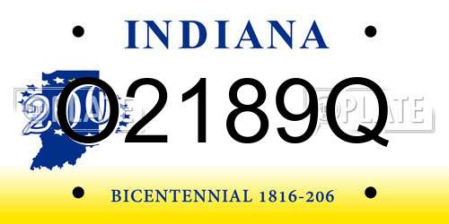 O2189Q Indiana License Plate