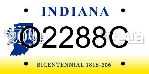 O2288C Indiana License Plate