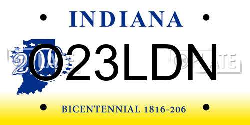 O23LDN Indiana License Plate