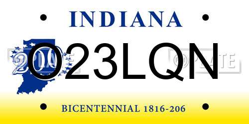 O23LQN Indiana License Plate