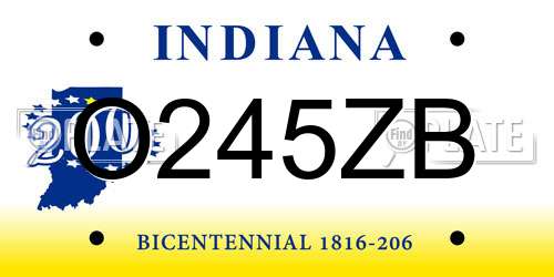 O245ZB Indiana License Plate