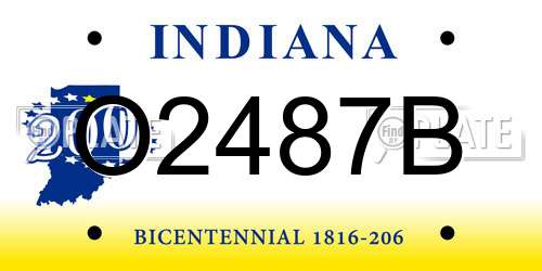 O2487B Indiana License Plate