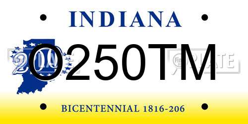 O250TM Indiana License Plate