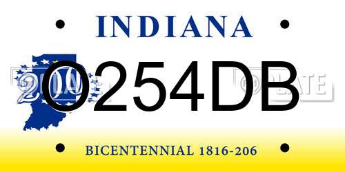O254DB Indiana License Plate
