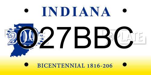 O27BBC Indiana License Plate