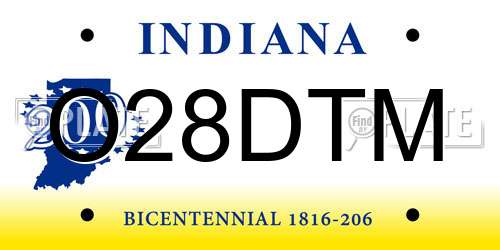 O28DTM Indiana License Plate
