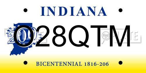 O28QTM Indiana License Plate