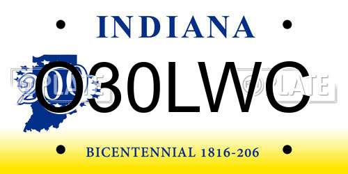 O30LWC Indiana License Plate