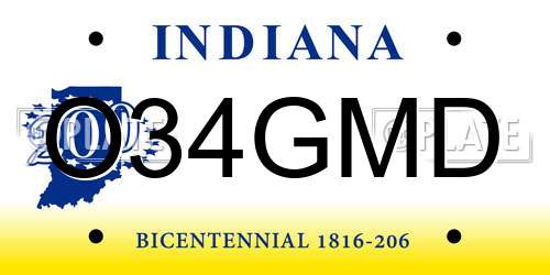 O34GMD Indiana License Plate