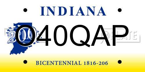 O40QAP Indiana License Plate