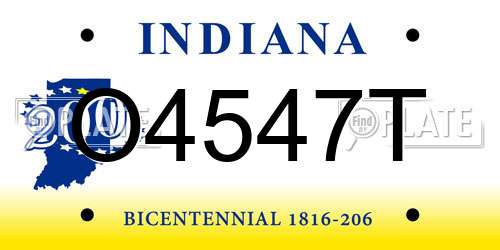O4547T Indiana License Plate