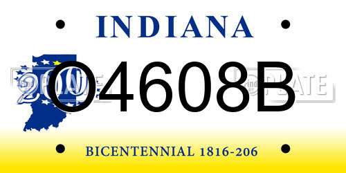 O4608B Indiana License Plate
