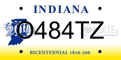 O484TZ Indiana License Plate
