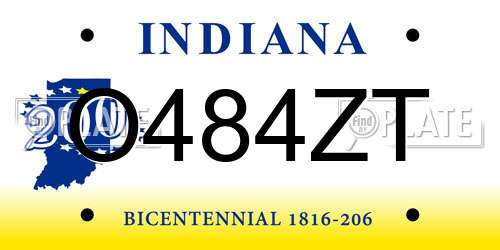 O484ZT Indiana License Plate
