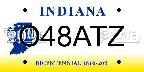 O48ATZ Indiana License Plate