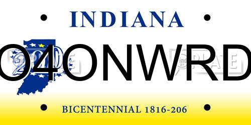 O4ONWRD Indiana License Plate
