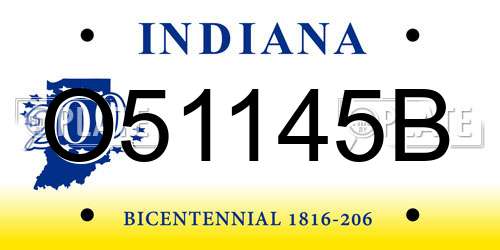O51145B Indiana License Plate