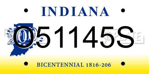 O51145S Indiana License Plate