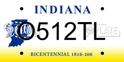 O512TL Indiana License Plate