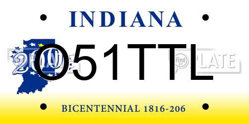 O51TTL Indiana License Plate