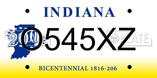 O545XZ Indiana License Plate