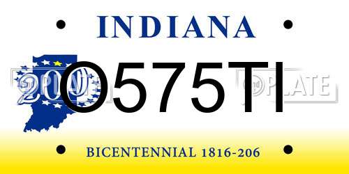 O575TI Indiana License Plate