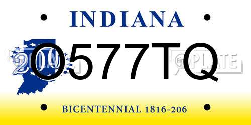 O577TQ Indiana License Plate