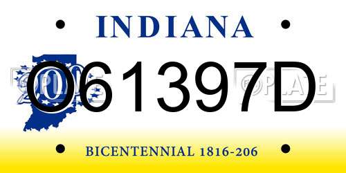O61397D Indiana License Plate