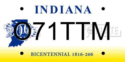 O71TTM Indiana License Plate