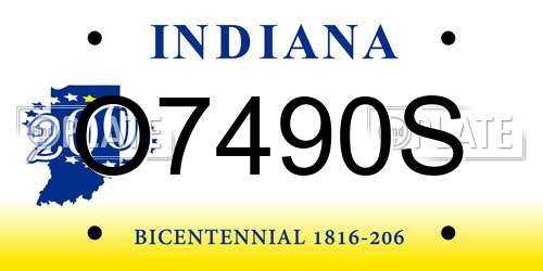 O7490S Indiana License Plate