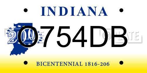 O754DB Indiana License Plate