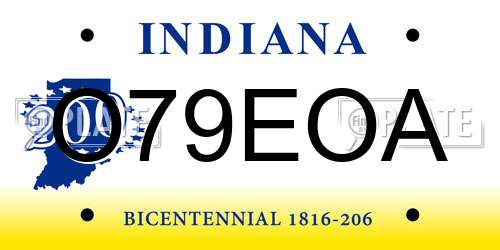O79EOA Indiana License Plate