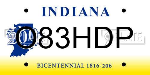 O83HDP Indiana License Plate