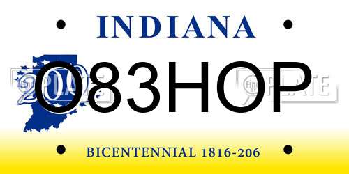 O83HOP Indiana License Plate